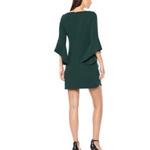 Vince Camuto Dress 10 P 10P Emerald Green 3/4 Flutter Sleeve Stretch Washable - Picture 3 of 15